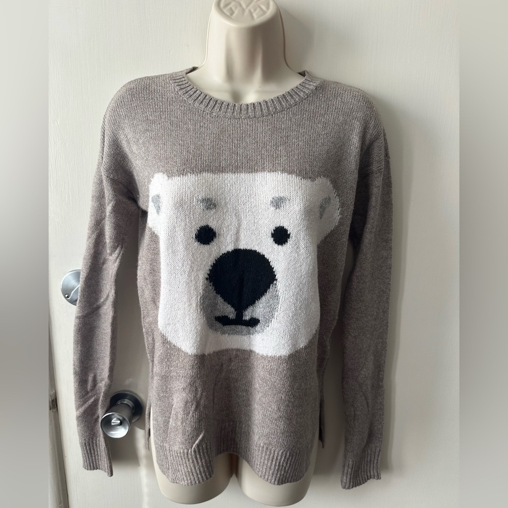 Hollister Tan Bear Face Sweater